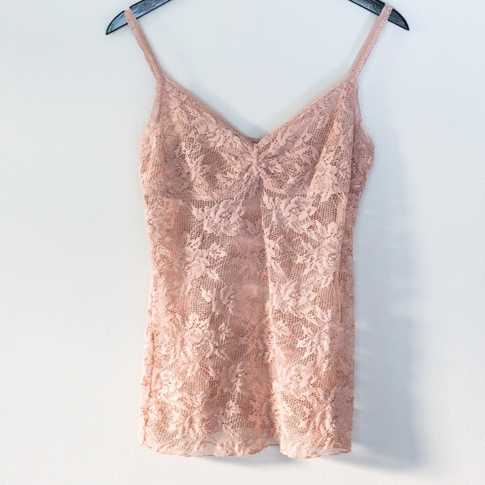 Sheer Light Pink Lace Tank